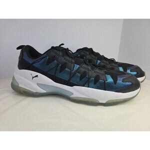 SAMPLE PAIR of PUMA LQD Cell Omega Iridescent Black/Blue/ White Men Sz 17 EUC